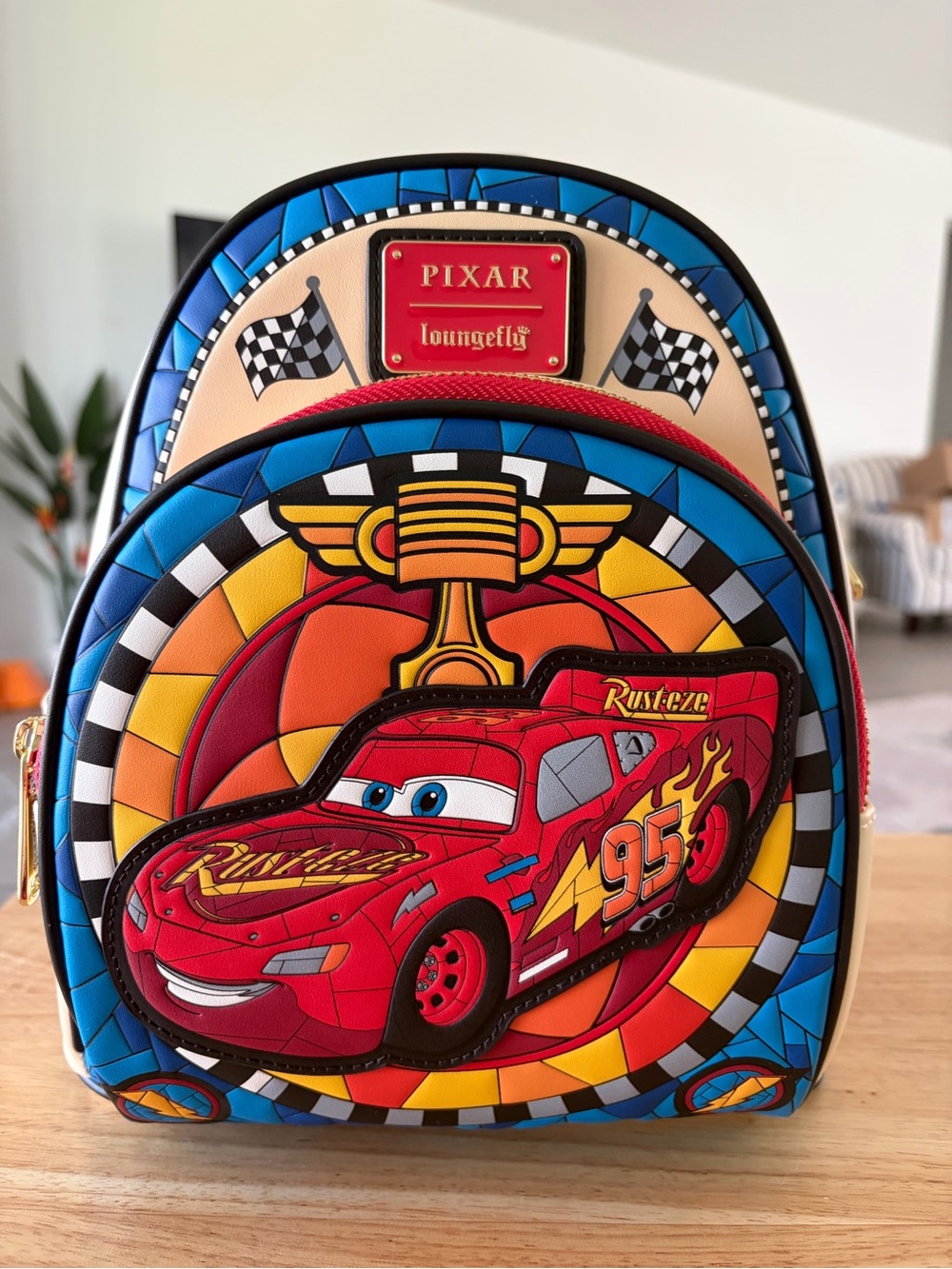 Loungefly Pixar Lightning McQueen Mini Backpack - Red/Blue/Yellow